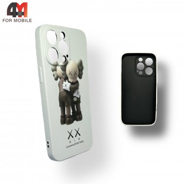 Чехол Iphone 14 Pro Max силиконовый с рисунком, 03 светло-серый, luxo