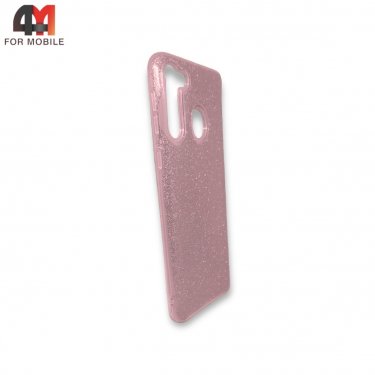 Чехол для Samsung A21 силиконовый с блестками, розового цвета
