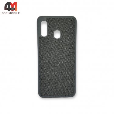 Чехол для Samsung A20/A30 силиконовый, тканевый, серого цвета
