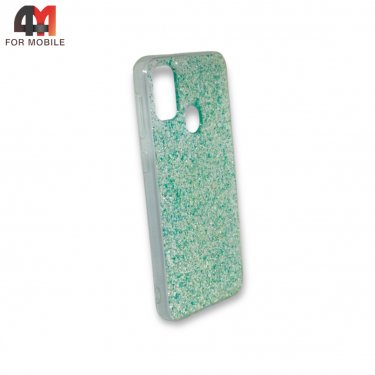 Чехол Samsung M21/M30S силиконовый, глиттер, зеленого цвета