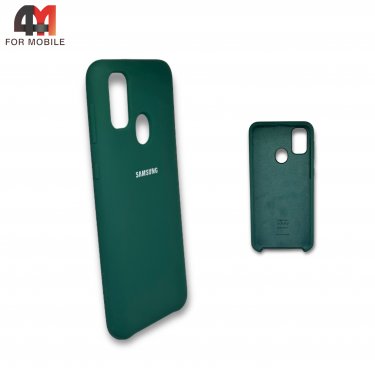 Чехол Samsung M21/M30S силиконовый, Silicone Case, темно-зеленого цвета