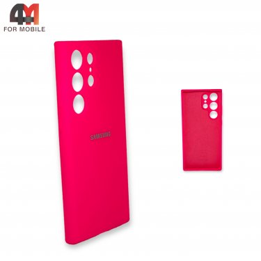 Чехол Samsung S23 Ultra силиконовый, Silicone Case, ярко-розового цвета