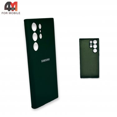 Чехол Samsung S23 Ultra силиконовый, Silicone Case, темно-зеленого цвета