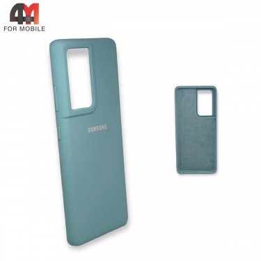 Чехол Samsung S21 Ultra/S30 Ultra силиконовый, Silicone Case, ментолового цвета