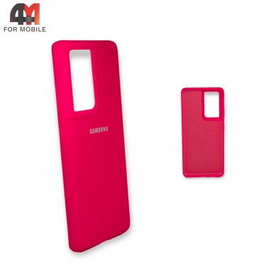 Чехол Samsung S21 Ultra/S30 Ultra силиконовый, Silicone Case, ярко-розового цвета