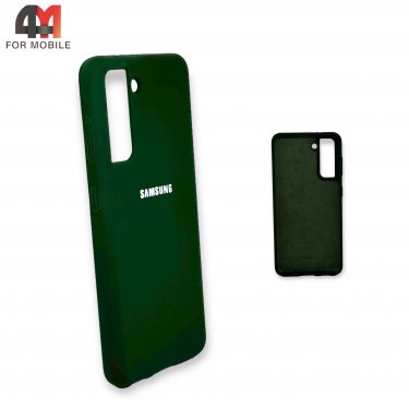 Чехол Samsung S21/S30 силиконовый, Silicone Case, темно-зеленого цвета