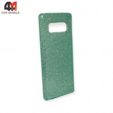 Чехол для Samsung Note 8/N950 силиконовый с блестками, зеленого цвета