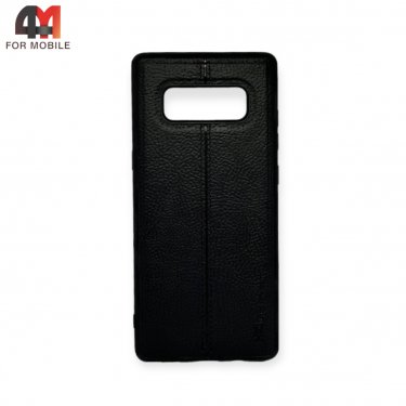 Чехол для Samsung Note 8/N950 силиконовый под кожу, черного цвета, HDD