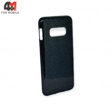 Чехол для Samsung S10e/S10 Lite силиконовый с блестками, черного цвета