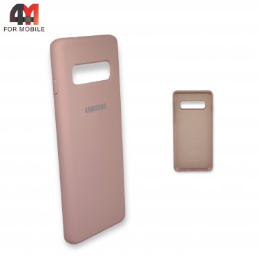 Чехол для Samsung S10 силиконовый, Silicone Case, пудрового цвета
