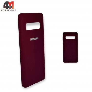 Чехол для Samsung S10 силиконовый, Silicone Case, цвет марсала