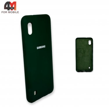 Чехол для Samsung A10/A10S/М10 силиконовый, Silicone Case, темно-зеленого цвета