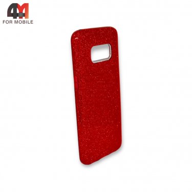 Чехол для Samsung S8 силиконовый с блестками, красного цвета
