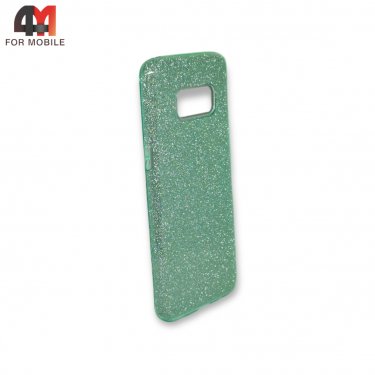 Чехол для Samsung S8 силиконовый с блестками, зеленого цвета