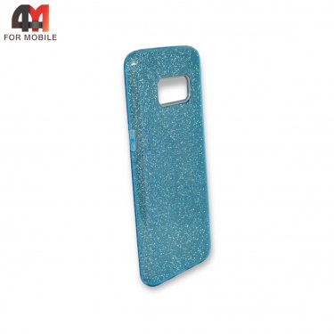 Чехол для Samsung S8 силиконовый с блестками, голубого цвета