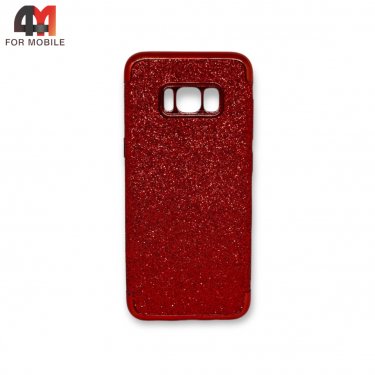 Чехол для Samsung S8 силиконовый, блестящий, красного цвета