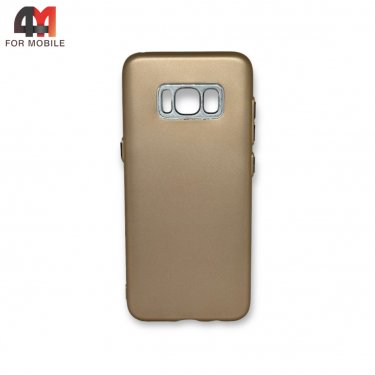 Чехол для Samsung S8 силиконовый с металлической вставкой, золотого цвета