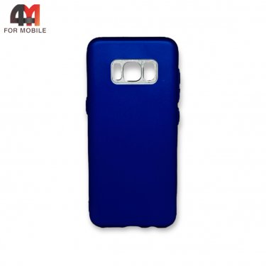 Чехол для Samsung S8 силиконовый с металлической вставкой, синего цвета