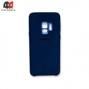 Чехол для Samsung S9 пластиковый, Alcantara, синего цвета