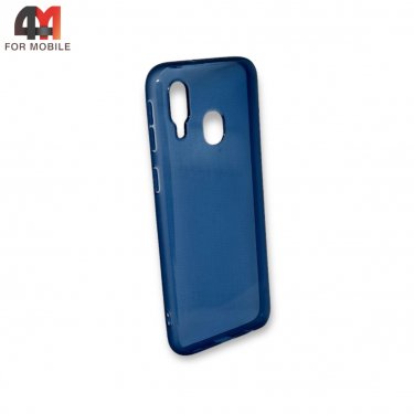 Чехол для Samsung A40 силиконовый, прозрачный синего цвета