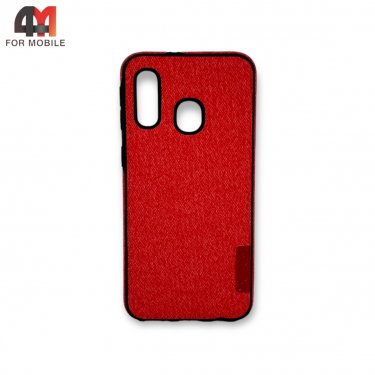 Чехол для Samsung A40 силиконовый, тканевый, красного цвета, Experts