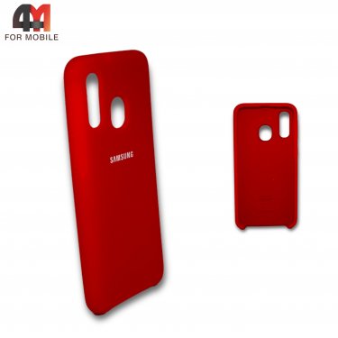 Чехол для Samsung A40 силиконовый, Silicone Case, красного цвета