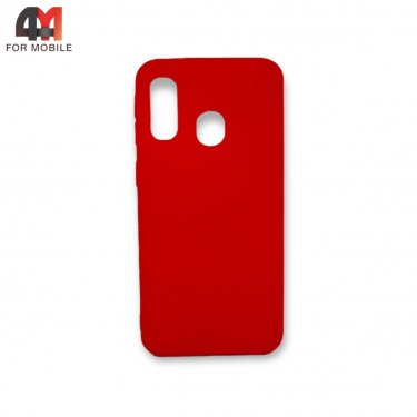 Чехол для Samsung A40 силиконовый, матовый, красного цвета, Case