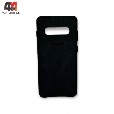 Чехол для Samsung S10 Plus пластиковый, Alcantara, черного цвета