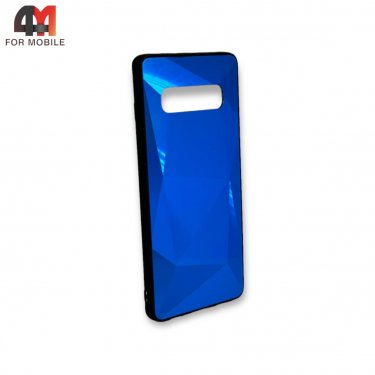 Чехол для Samsung S10 Plus силиконовый, зеркальный, синего цвета