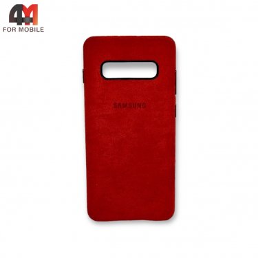 Чехол для Samsung S10e/S10 Lite пластиковый, Alcantara, красного цвета