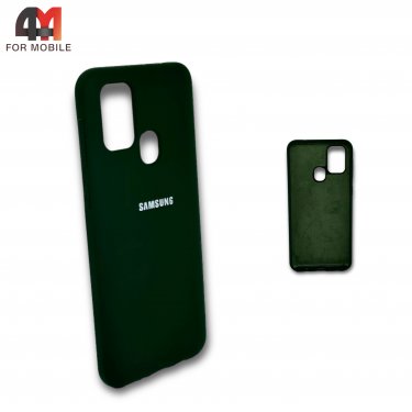 Чехол Samsung M31 силиконовый, Silicone Case, темно-зеленого цвета