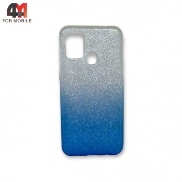 Чехол Samsung M31 силиконовый, блестящий с переходом, голубого цвета