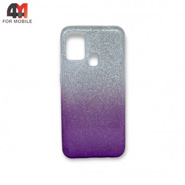 Чехол Samsung M31 силиконовый, блестящий с переходом, фиолетового цвета