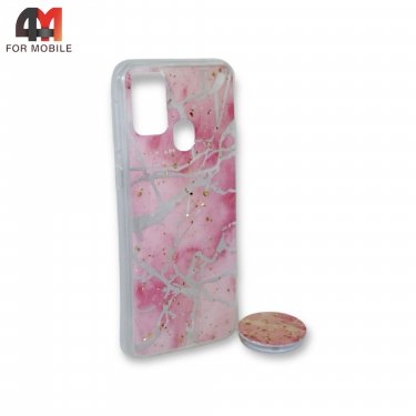 Чехол Samsung M31 силиконовый с попсокетом, розового цвета