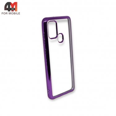 Чехол для Samsung A21s силиконовый с фиолетовым ободком