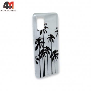 Чехол для Samsung A51 силиконовый с рисунком, пальмы