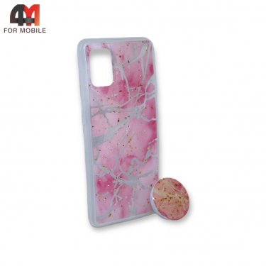 Чехол для Samsung A31 силиконовый с попсокетом, розового цвета