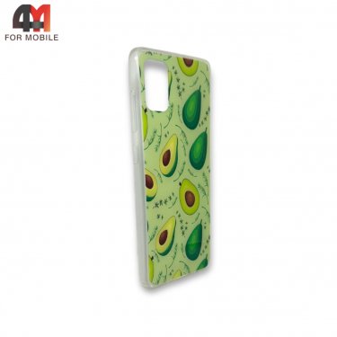 Чехол для Samsung A31 силиконовый с рисунком, авокадо, зеленого цвета