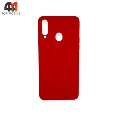 Чехол для Samsung A20s силиконовый, матовый, красного цвета, Case