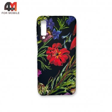 Чехол для Samsung A7 2018/A750 силиконовый с рисунком, цветы