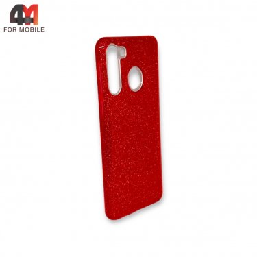 Чехол для Samsung A21 силиконовый с блестками, красного цвета