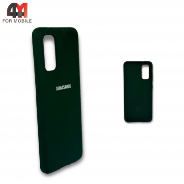 Чехол для Samsung S20 Plus/S11 силиконовый, Silicone Case, темно-зеленого цвета