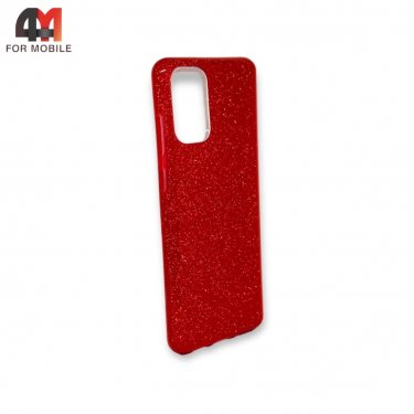 Чехол для Samsung S20 Plus/S11 силиконовый с блестками, красного цвета