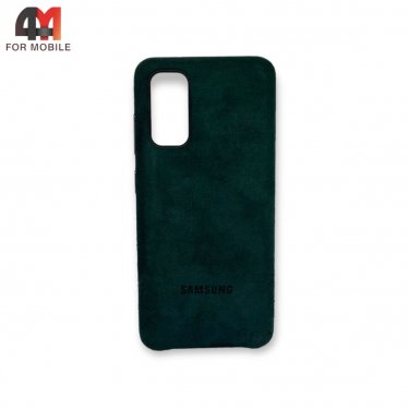 Чехол для Samsung S20 Plus/S11 пластиковый, Alcantara, зеленого цвета