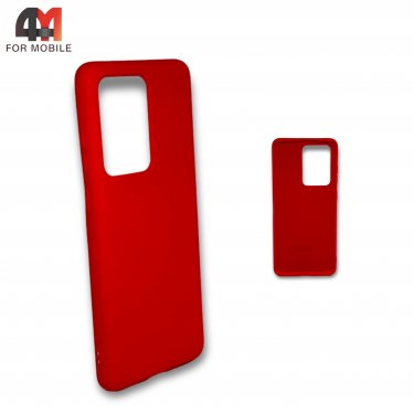 Чехол для Samsung S20 Ultra/S11 Plus силиконовый, Silicone Case, красного цвета