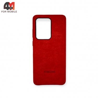 Чехол для Samsung S20 Ultra/S11 Plus пластиковый, Alcantara, красного цвета