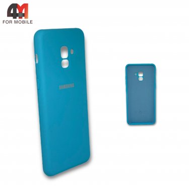 Чехол для Samsung A8 Plus 2018/A730 силиконовый, Silicone Case, голубого цвета