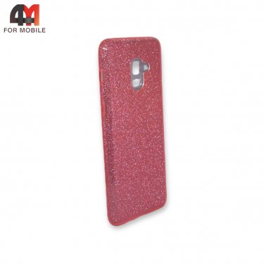 Чехол Samsung A8 Plus 2018/A730 силиконовый с блестками, розового цвета