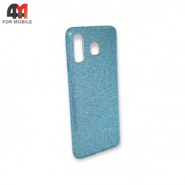 Чехол для Samsung A9 Star силиконовый с блестками, голубого цвета