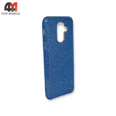 Чехол для Samsung A6 Plus 2018/J8 2018 силиконовый с блестками, синего цвета